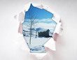 Hole in the paper with torn sides