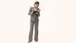 Businesswoman in gray suit taking notes