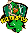Irish leprechaun rugby player ball shamrock