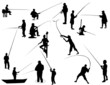 Set of Fisherman vector silhouettes Set of Fisherman vector silhouettes