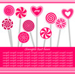 Greeting Card/ Valentine's Day Card - white with pink lollipops Greeting Card/ Valentine's Day Card - white with pink lollipops