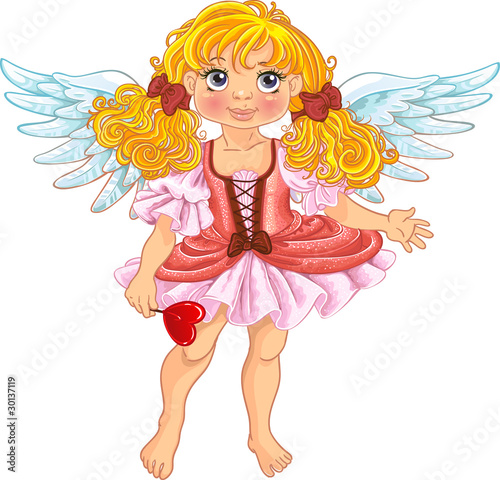 Vettoriale: Pretty angel girl with wings Pretty angel girl with wings