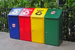 Different Colored Bins For Collection Of Recycle Materials Different Colored Bins For Collection Of Recycle Materials