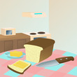 Breakfast of  sandwiches  with  butter