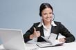Business woman with headset communication