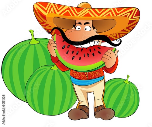 funny mexican pictures. funny mexican eats watermelon