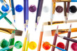 Colorful Pencils and Paint with Brushes
