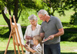 Family painting in the garden Family painting in the garden