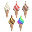 set of different flavors of ice cream 3d illustration