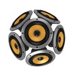 loud speakers forming sphere isolated over white