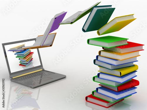 Illustration: books fly into your laptop books fly into your laptop