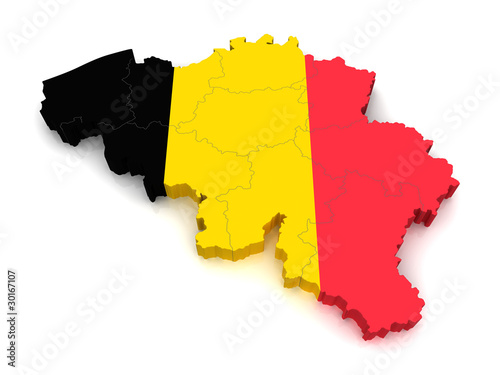 Illustration: 3D Map of Belgium 3D Map of Belgium