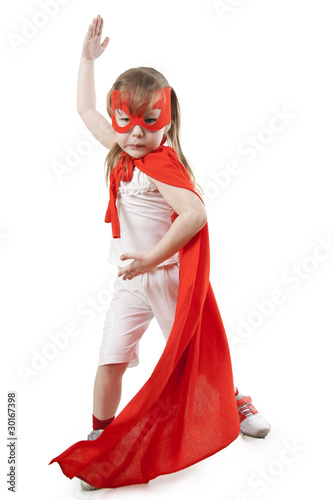 Photo: Superhero girl in a red Superhero girl in a red