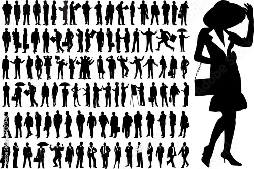 Vektor: Vector Silhouettes Of Business People Vector Silhouettes Of Business People