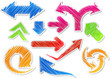 Scribbled color arrows set.