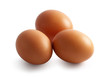 Three eggs isolated on white