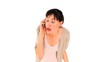 Young girl getting nervous on the phone