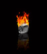Ice cube on fire
