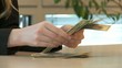 Woman counts money