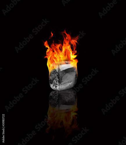 Photo: Ice cube on fire Ice cube on fire