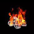 Ice cubes on fire