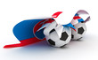 Two soccer balls hold Slovakia flag