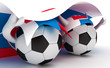 Two soccer balls hold Slovakia flag