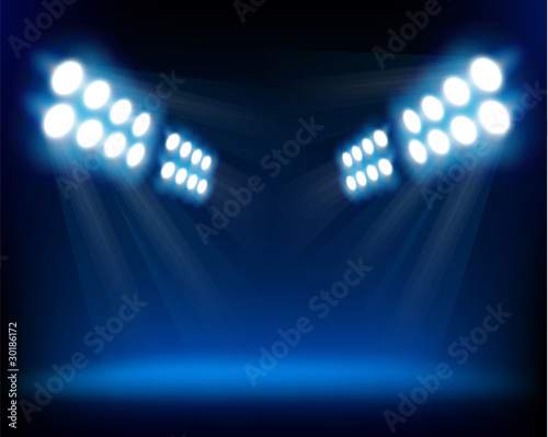 Vector: Blue spotlights. Vector illustration. Blue spotlights. Vector illustration.