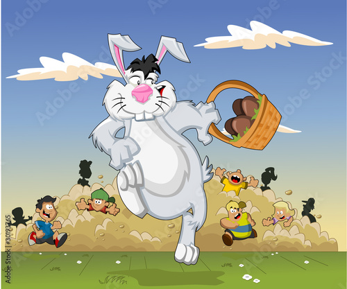 easter bunny pics for kids. Cartoon easter bunny running