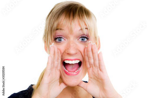 Photo: blonde junge frau schreit blonde junge frau schreit