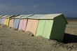 France, Berck, cabines colorées sur la plage
