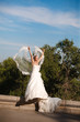 bride with veil in form of wings