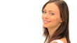 Close up of a beautiful woman against a white background