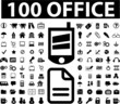 100 black office signs, vector