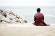 Photo: Figure staring at the winter sea Figure staring at the winter sea