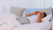 Extremly tired man sleeping fitfully