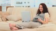 Pregnant female paying on internet