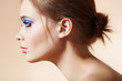 Beautiful profile face with bright fashion make-up, hairstyle Beautiful profile face with bright fashion make-up, hairstyle