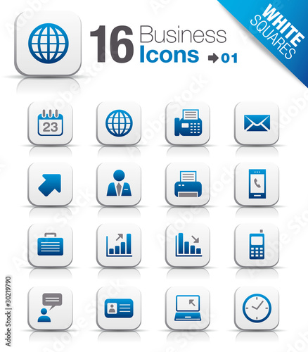 Vektor: White Squares - Office and Business icons 01 White Squares - Office and Business icons 01