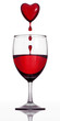 Blood wine. Wineglass and blood dropping heart above. 3d Blood wine. Wineglass and blood dropping heart above. 3d