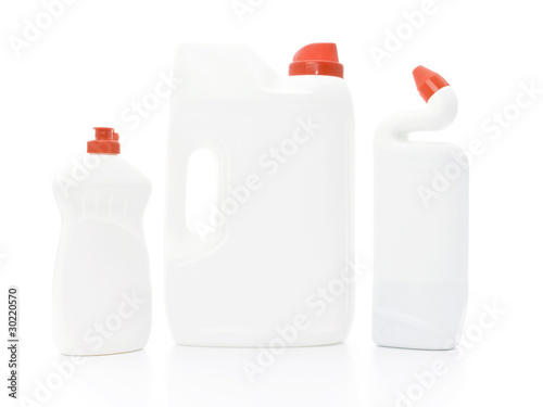 Photo: White cleaning supplies White cleaning supplies