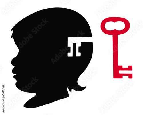 Vector: Child's silhouette and key 2 Child's silhouette and key 2