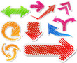 Scribbled color arrows set. Scribbled color arrows set.