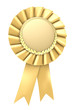 Gold ribbon award blank with copy space. Isolated