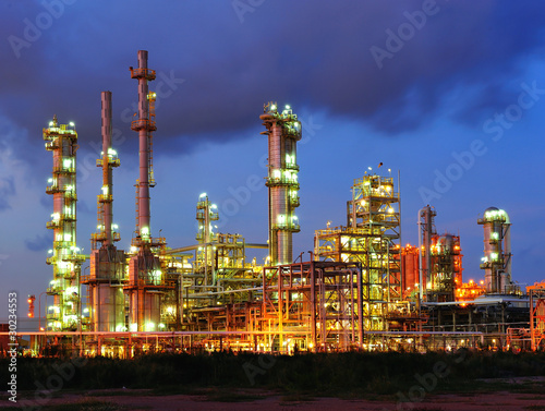 Photo: Petrochemical plant in dusk Petrochemical plant in dusk