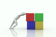Illustration: 3d human with ordered cubes 3d human with ordered cubes