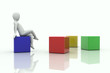 Illustration: 3d human with disordered cubes 3d human with disordered cubes