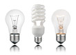 Two Normal and One Saver Lightbulbs with Reflection Two Normal and One Saver Lightbulbs with Reflection