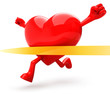 Haert shaped mascot running