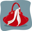 Vector illustration of handbag with knotted scarf Vector illustration of handbag with knotted scarf